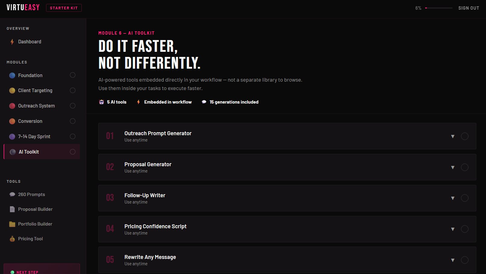 Module view with AI toolkit